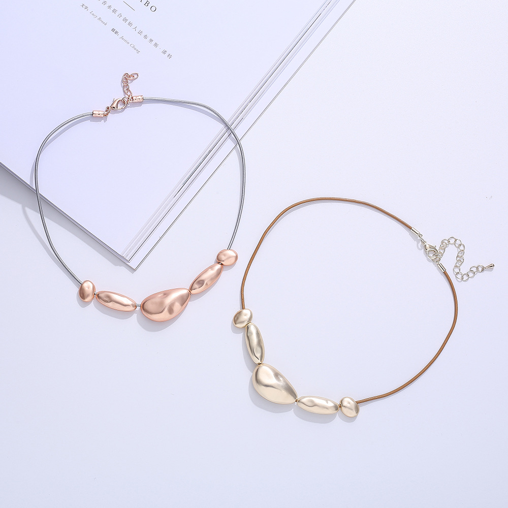 短项链亚马逊爆款跨境欧美精致几何形大气时尚镂空女士合金锁骨链详情8