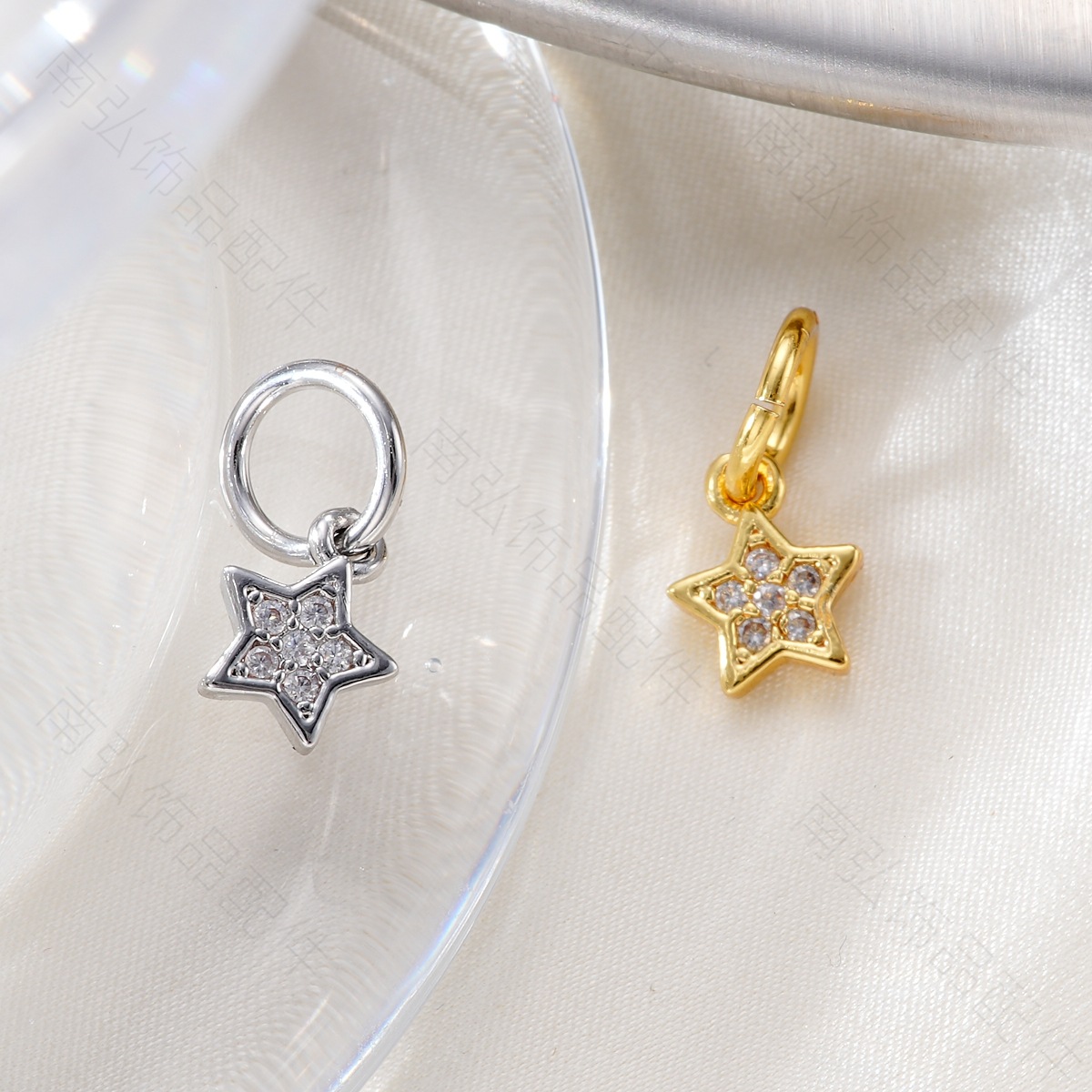 Copper-plated 18k high color retention, zirconium-inlaid five-pointed star pendant bracelet, pearl necklace, clasp, DIY jewelry accessory pic 8