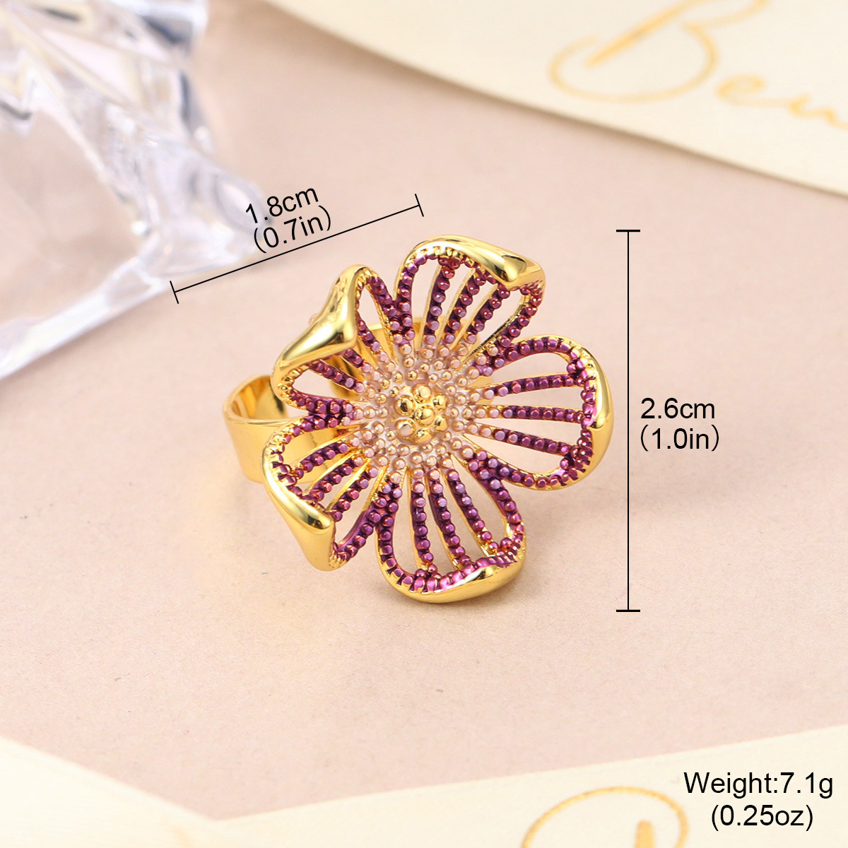 森系珐琅高级感锆石彩色戒指可调节小众设计不掉色花朵指环开口戒详情39