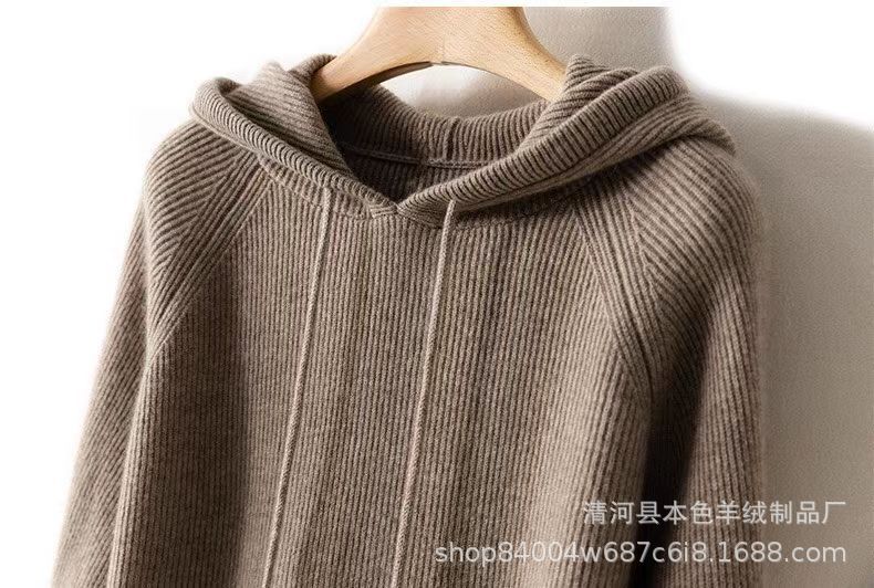 哥块团弟同款羊毛针织连帽毛衫女套头条纹宽松打底衫针织衫代发详情17