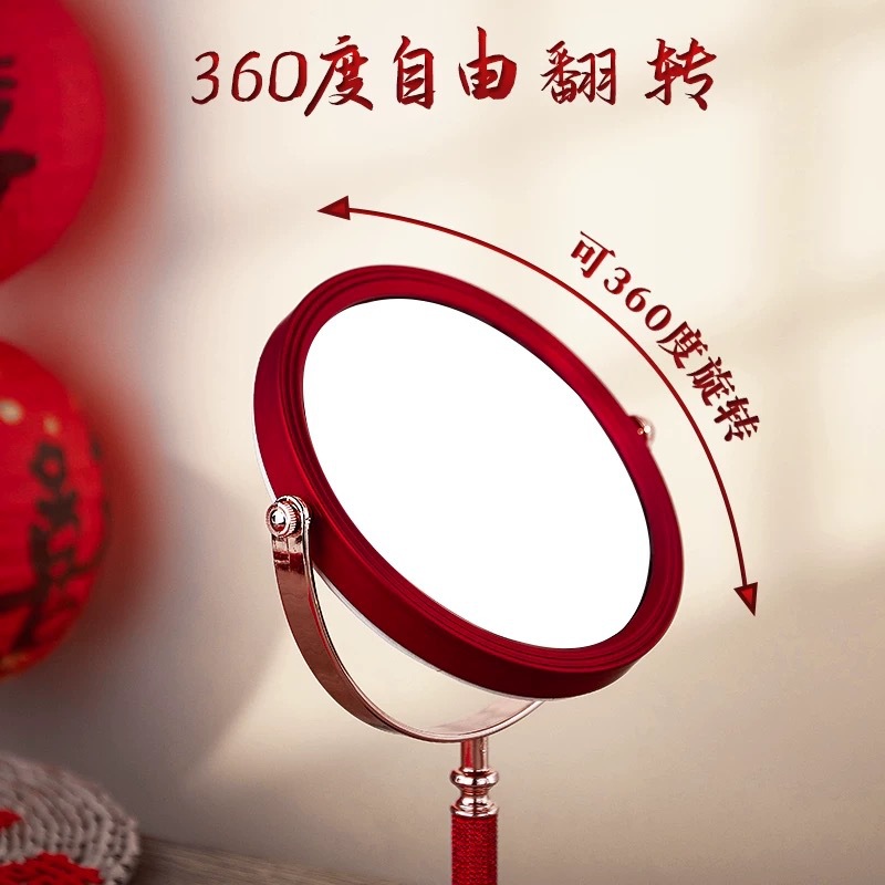 结婚陪嫁刺绣化妆镜礼盒一对红色新娘出嫁喜女方嫁妆婚庆用品大全详情5