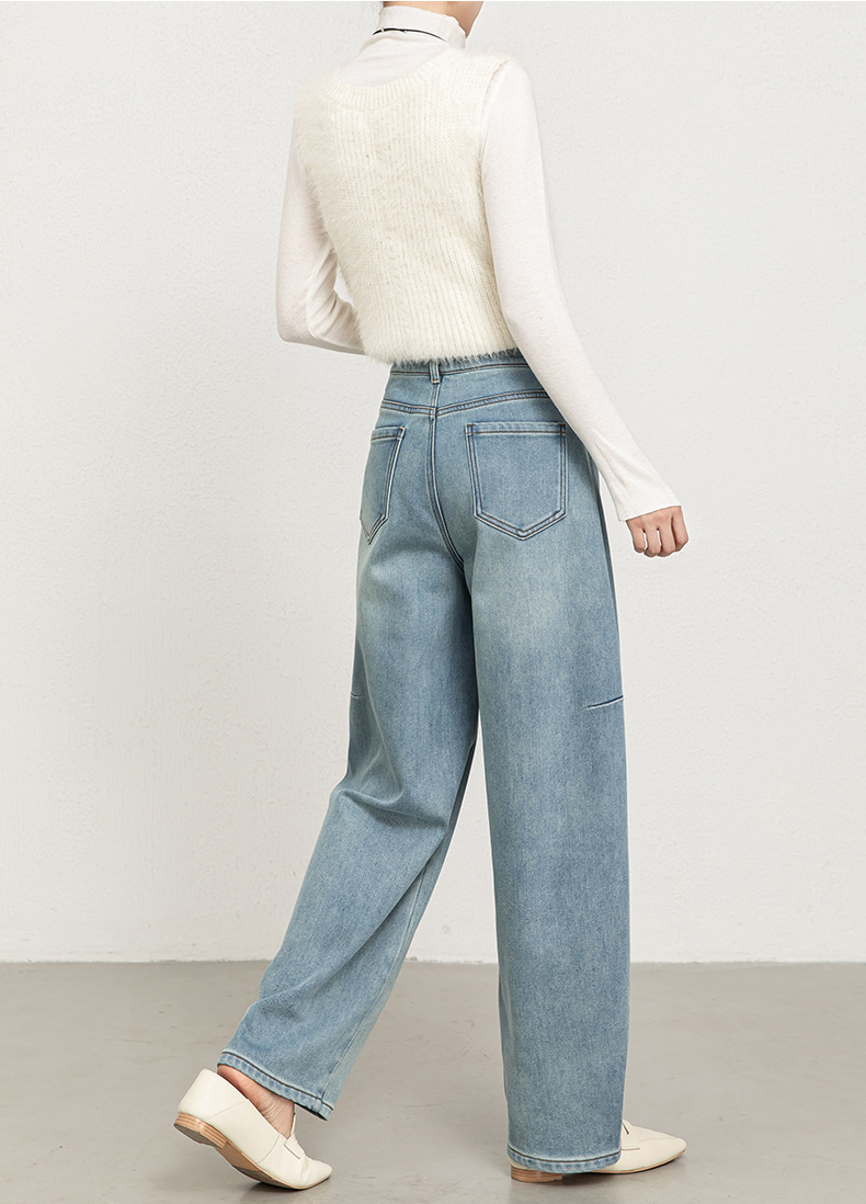 如果2025年冬季新款植绒加厚牛仔弯刀裤女高腰宽松香蕉长裤8166H详情25