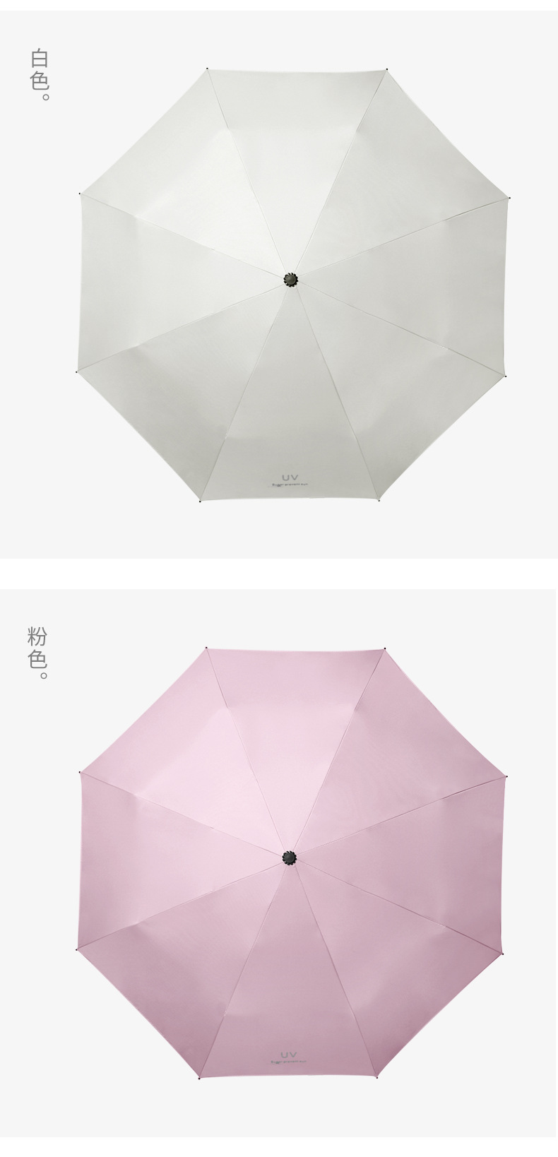 UV fully automatic opening and closing black rubber sunshade umbrella, weather umbrella, protective umbrella, sun protection three-fold umbrella, advertising umbrella, printed logo pic 15