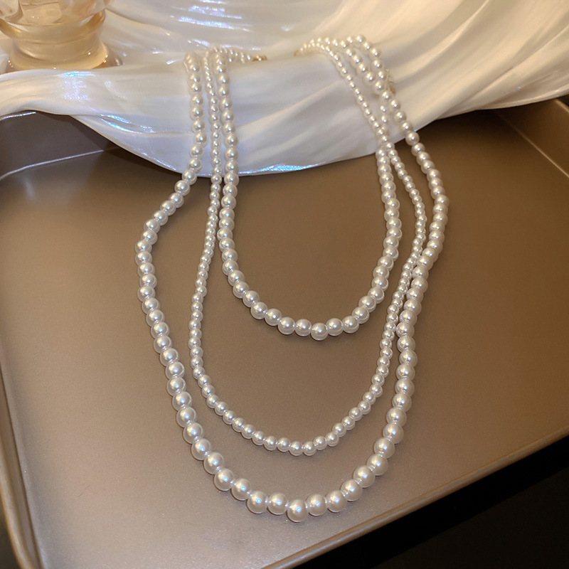 Irregular long pearl necklace, French light luxury style, sweater chain, niche simple and high-end necklace wholesale for women pic 14