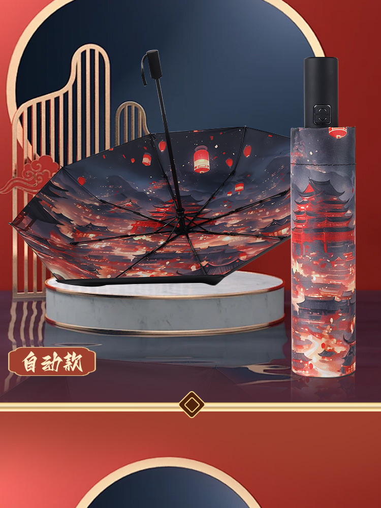 New national trend style automatic umbrella, portable sunshade, black rubber sun umbrella, high appearance level, UV protection, available for wholesale pic 9
