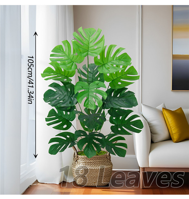 Artificial green plants, large turtle-back bamboo, artificial plants, cross-border consignment and labeling, large floor-standing artificial trees for outdoor garden decoration pic 5