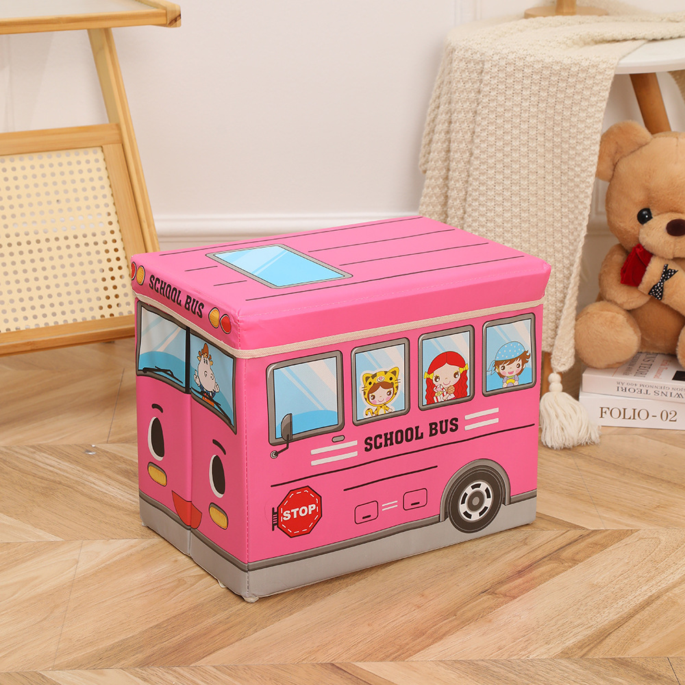 Wholesale of seated cartoon car storage boxes, multi-functional large-capacity storage boxes, folding storage stools pic 7