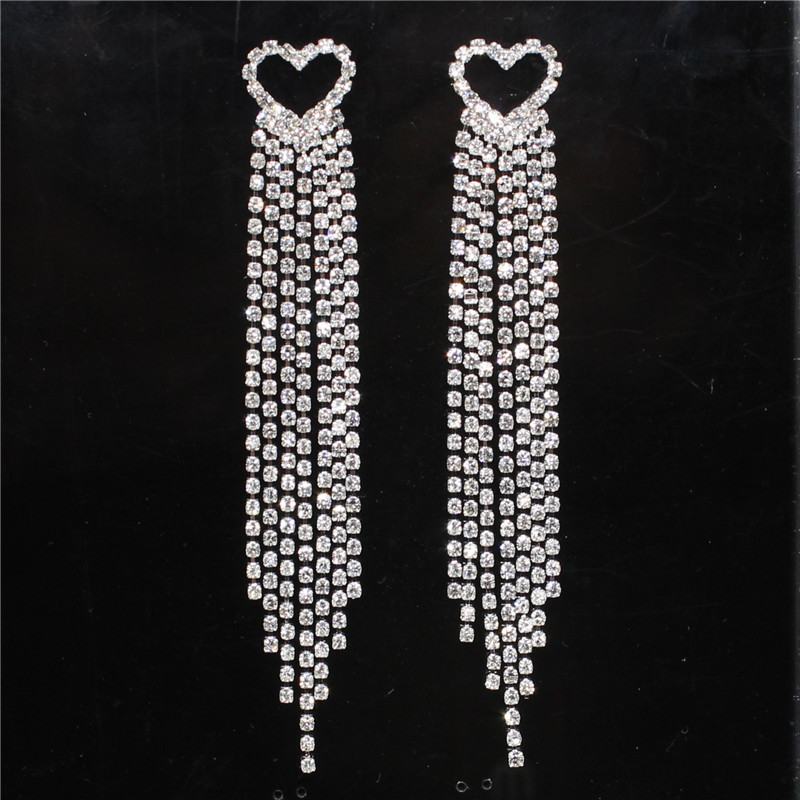 爪链流苏链装饰耳环长款耳针钻链耳饰品女孩首饰铜爪烧焊厂家直销详情11