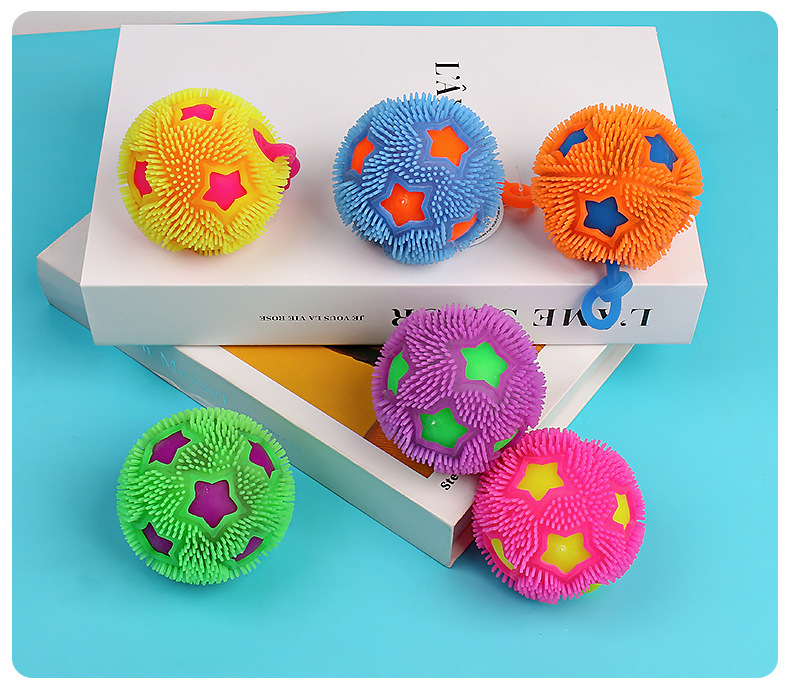 发泄五星毛毛球解压带绳子足球发光挤压玩具儿童网红爆款益智科教彩泥粘土沙详情8