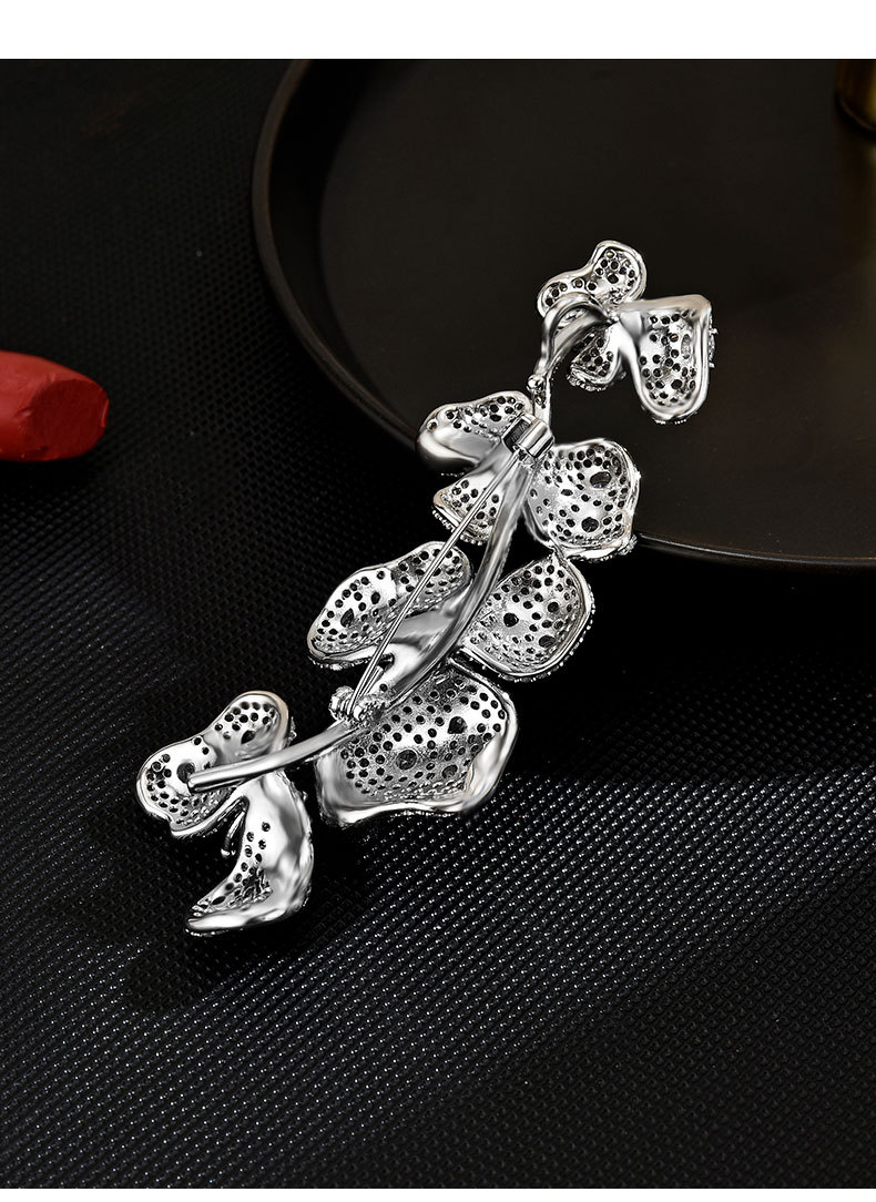 轻奢精致一枝花胸针时尚重工小清新满钻高档植物花卉别针胸花爆款详情18