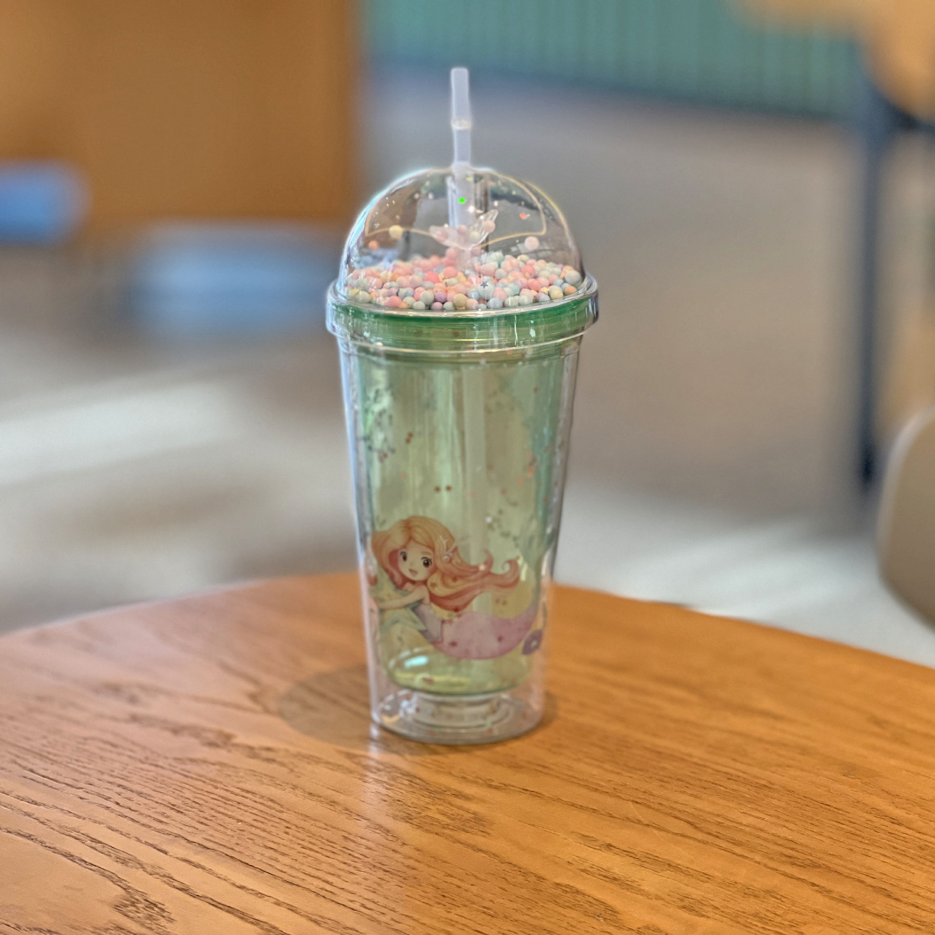 创意卡通美人鱼塑料吸管杯子夏日双层碎冰杯网红可爱塑料水杯批发详情14