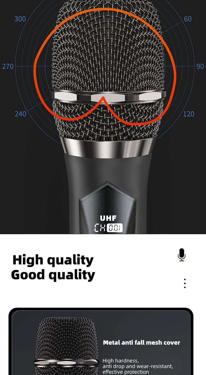 跨境U段无线话筒家庭唱K歌舞台音响KTV大音量专业手持无线麦克风详情5