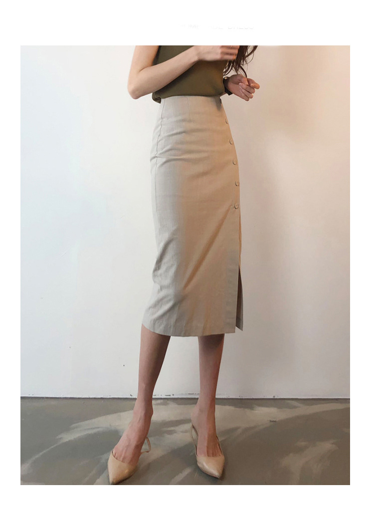棉麻开叉半身裙女2025新款高腰垂感半裙小个子气质中长一步包臀裙详情14