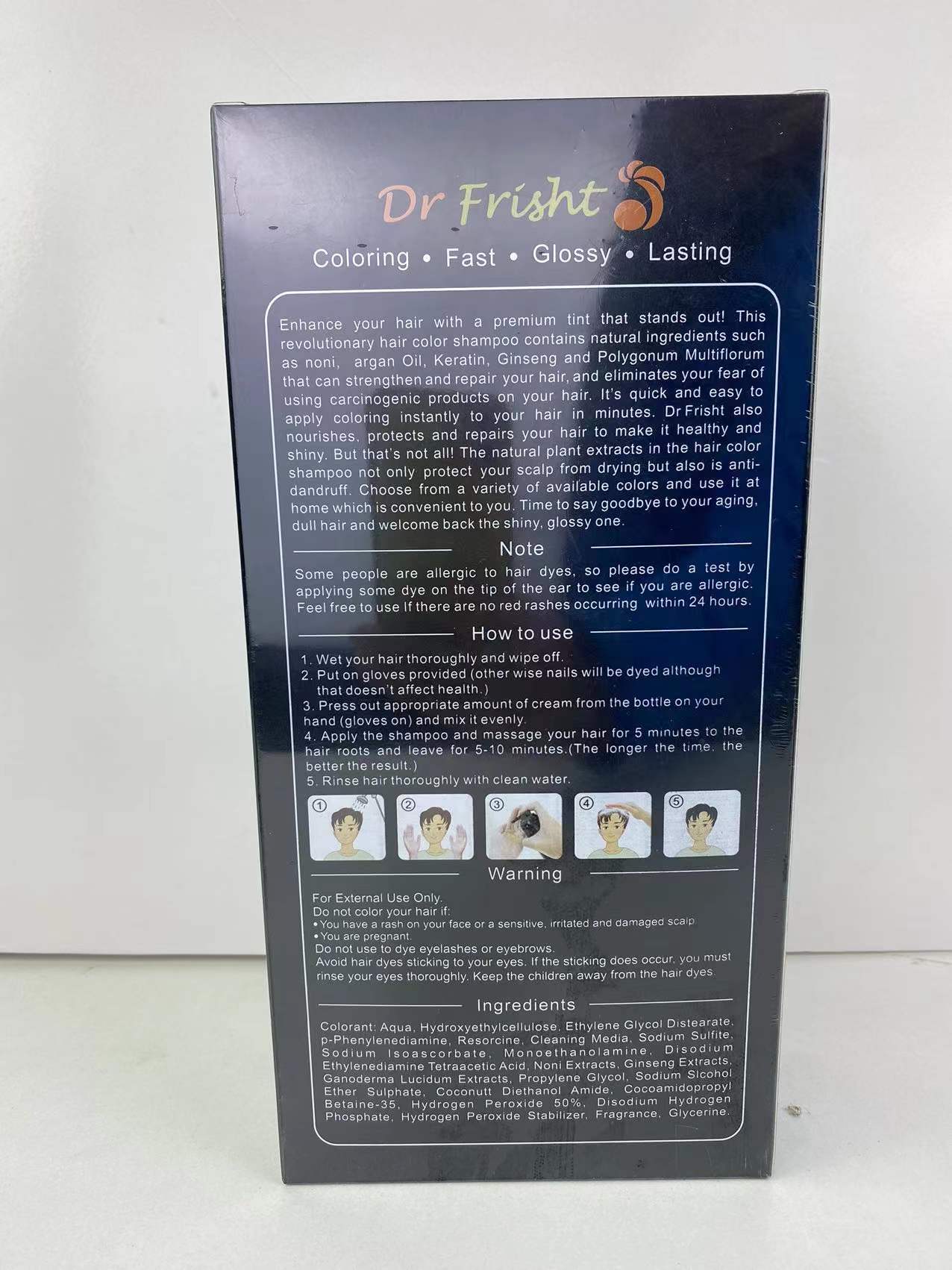 跨境一支黑BalckHairDyeShampoo植物染发剂膏梳洗发水染发变黑详情15