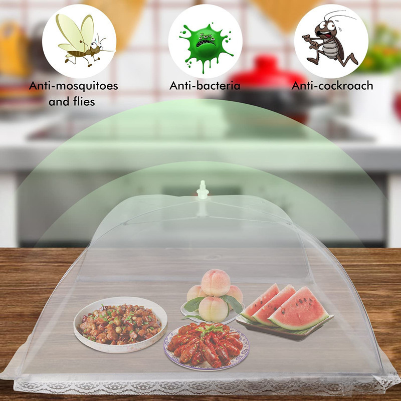 厂家直供白色大号方形折叠盖菜罩可拆洗网纱食物罩餐桌罩防虫罩子详情3
