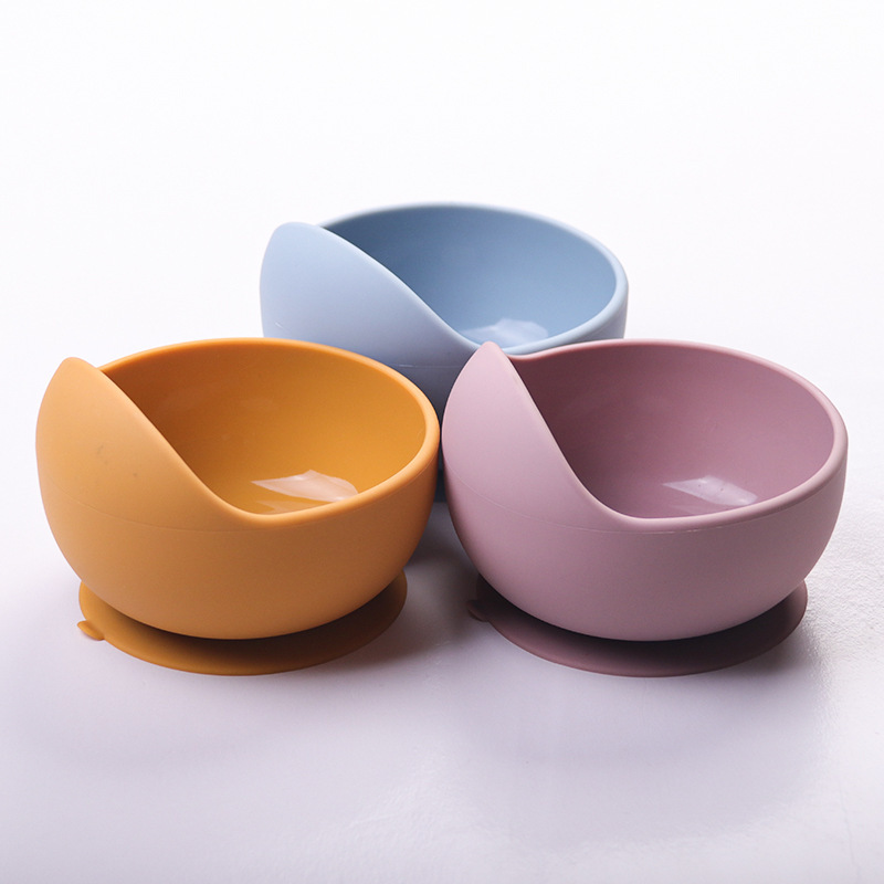 工厂婴儿碗勺硅胶餐具儿童木柄硅胶勺子儿童吸盘碗婴儿硅胶碗详情4