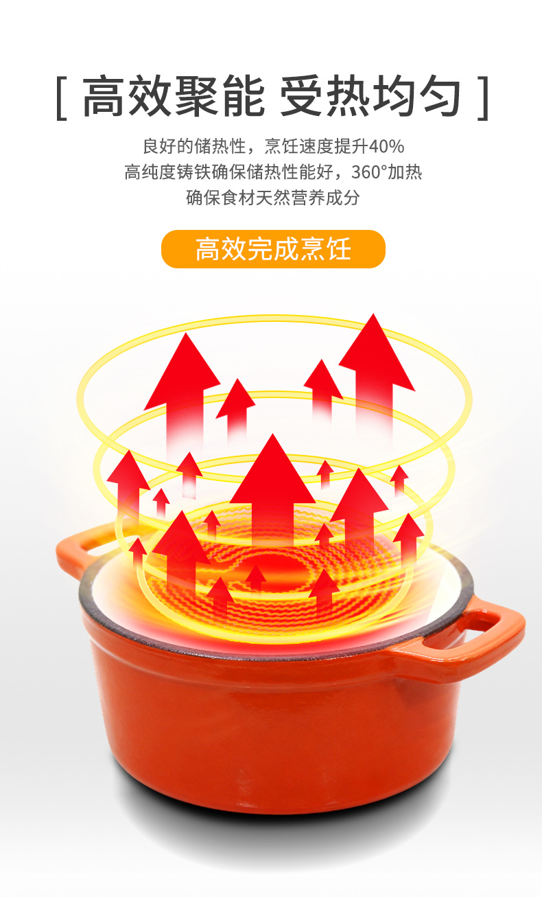 铸铁珐琅搪瓷炖锅无涂层老式家用焖煮辅食迷你锅热奶锅生铁锅汤锅详情5