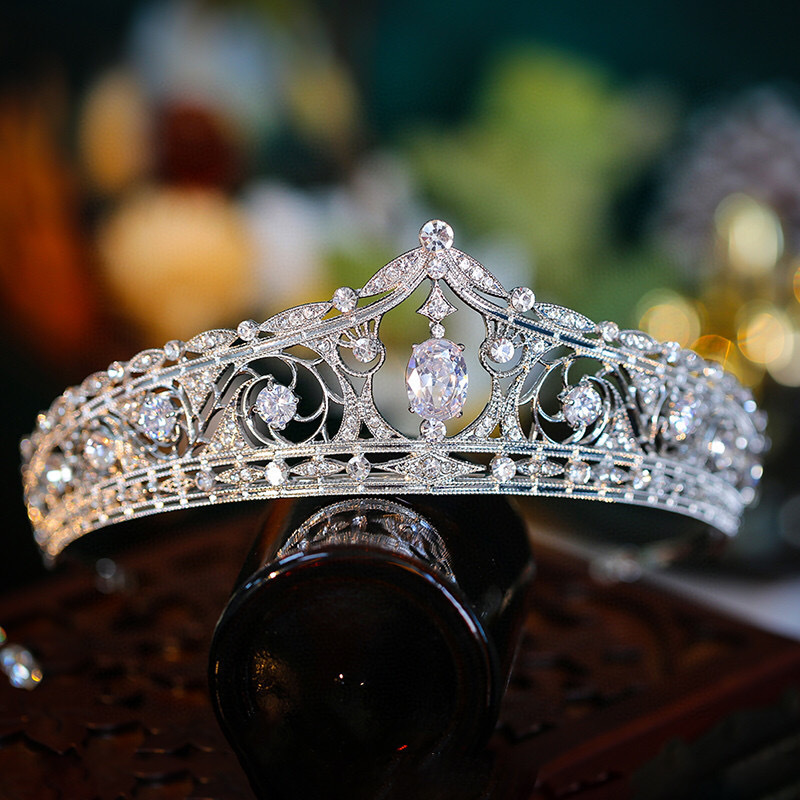 European and American retro Baroque full diamond crown bride headwear, crown wedding birthday princess hair band pic 1