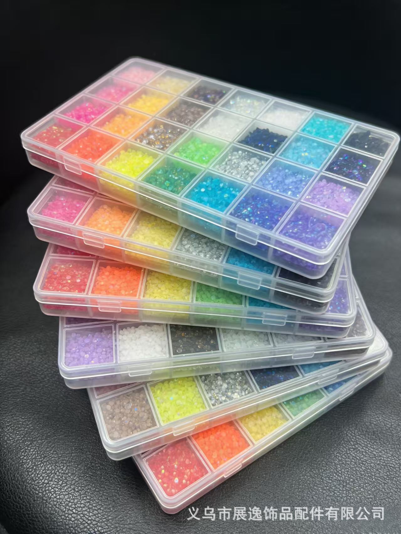 Amazon bestseller Customized 24283240 grid box AB color flat bottom jelly resin diamond box diy jewelry accessories pic 11