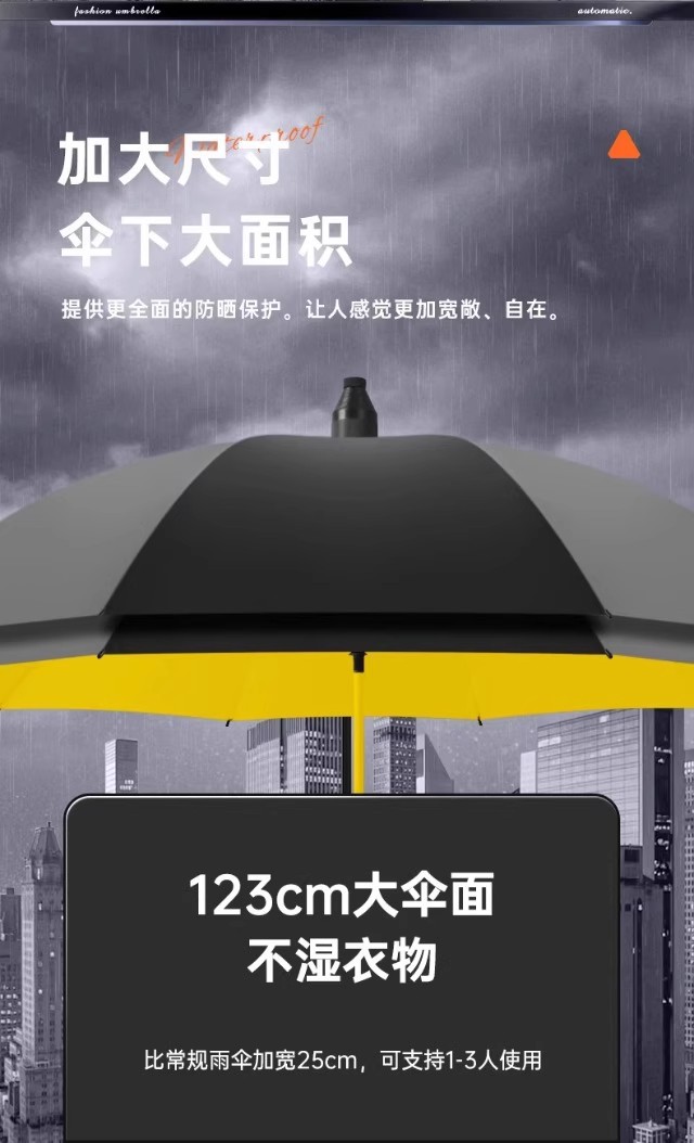 新品自动防水套雨伞加大加厚耐用双人大伞加固晴雨伞防晒黑胶伞详情5