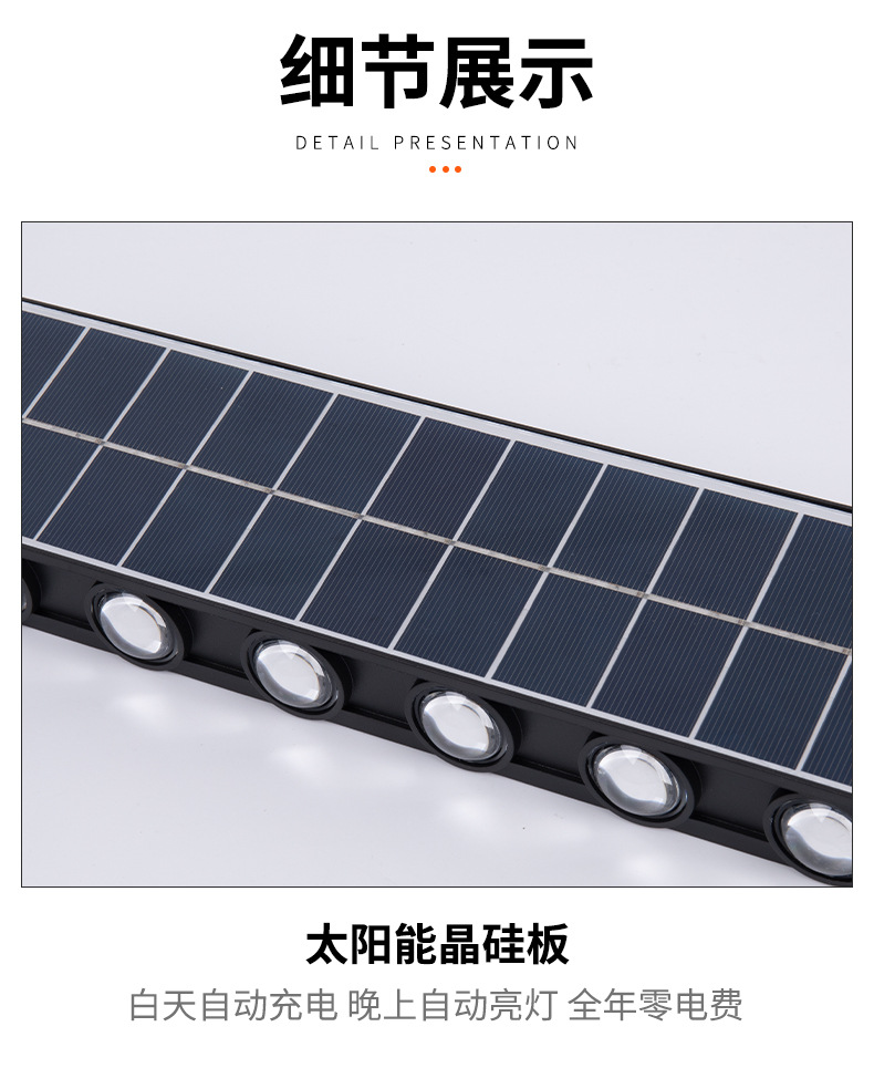 明帆跨境太阳能洗墙射灯氛围灯别墅花园上下发光壁灯led太阳能板详情2