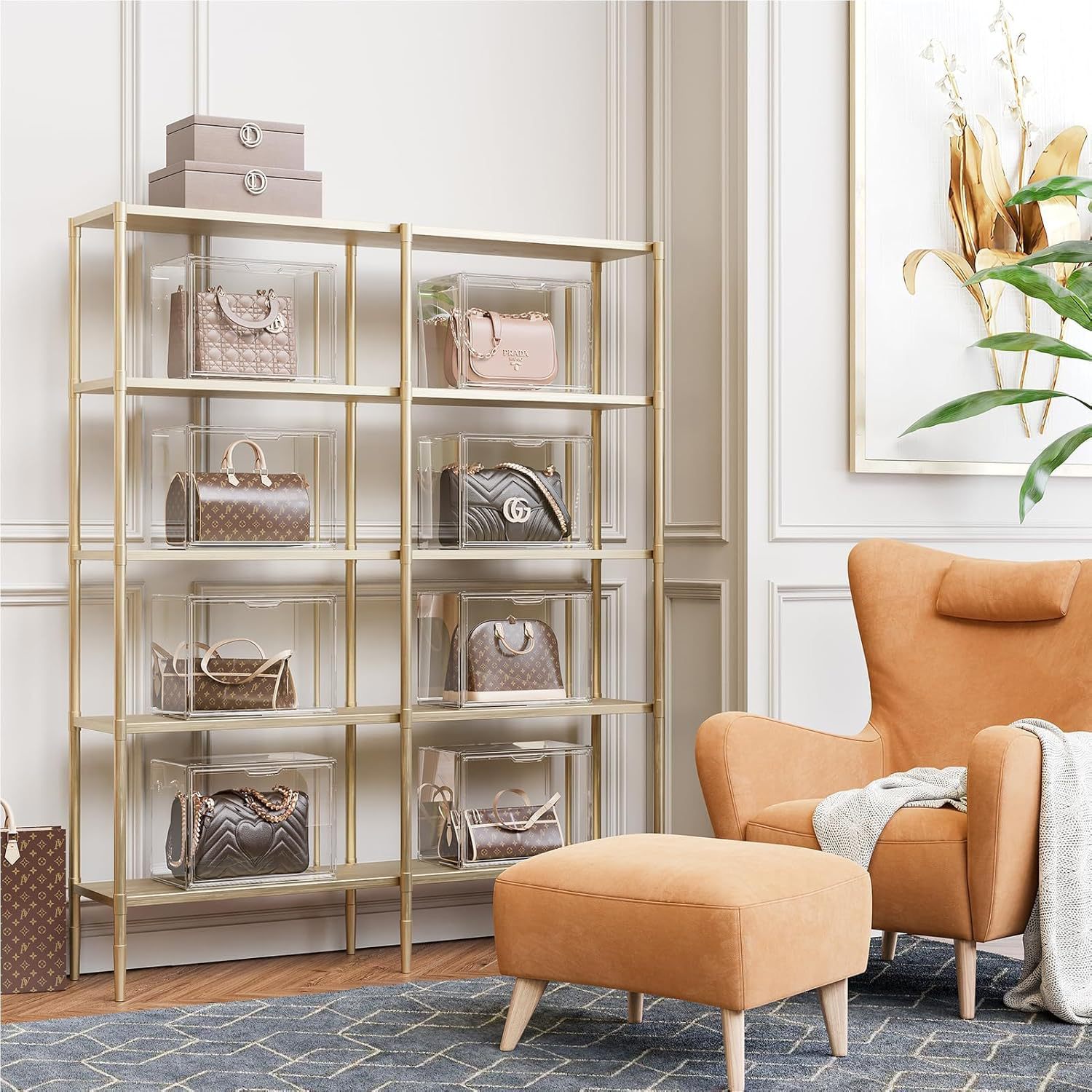 跨境包包收纳盒多功能透明防尘展示柜奢侈品香水盲盒手办收纳柜详情7