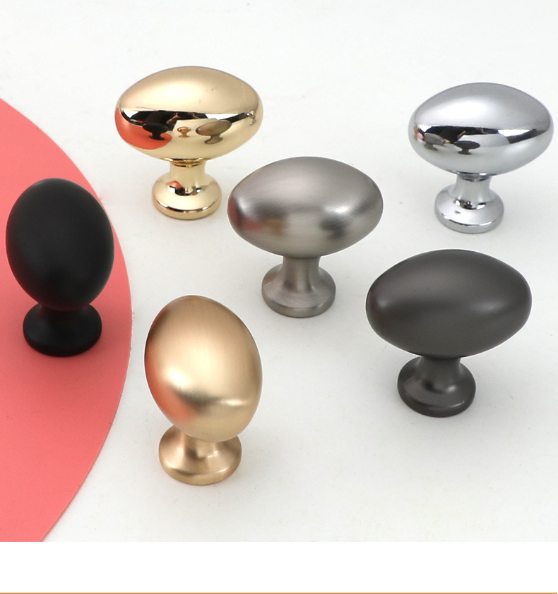 鸽子蛋椭圆抽屉单孔拉手北欧金色亮光黑色橱柜衣柜家具圆形小拉手详情16