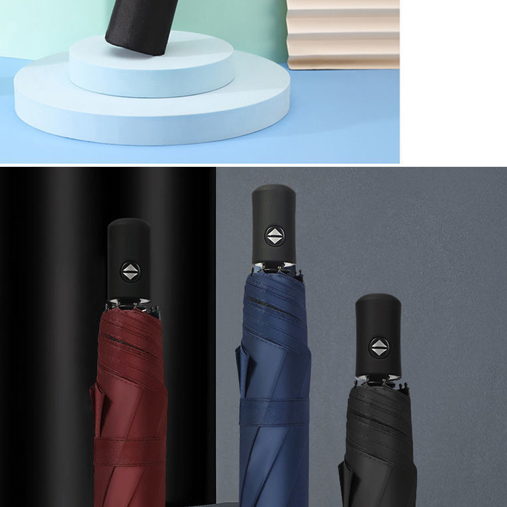 Xingbao Umbrella Industry RST three-fold Umbrella, fully automatic black rubber umbrella wholesale, printed logo advertising umbrella in stock pic 5