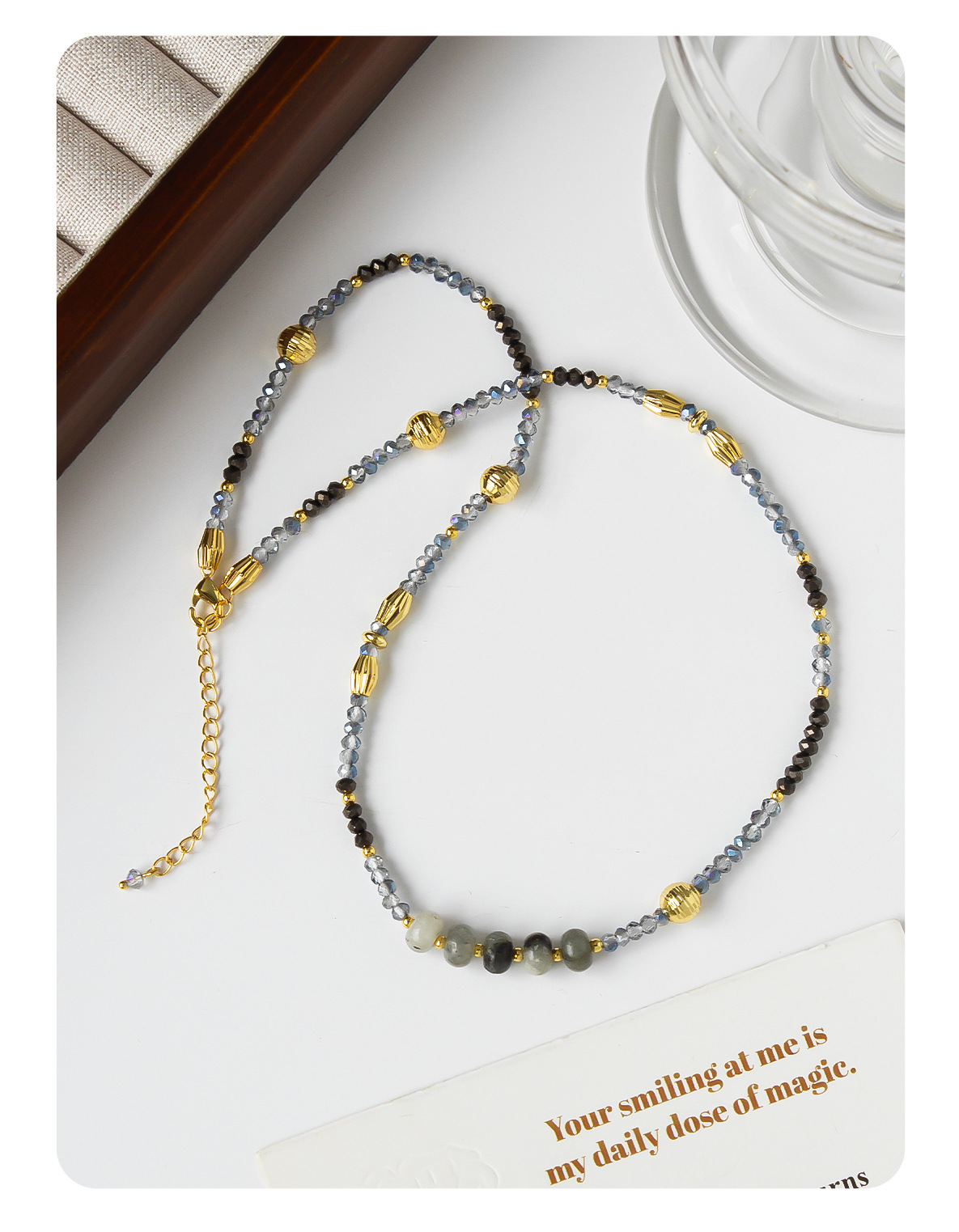 国风新中式虎眼石跑环串珠手工项链天然石气质复古设计感锁骨链女详情10