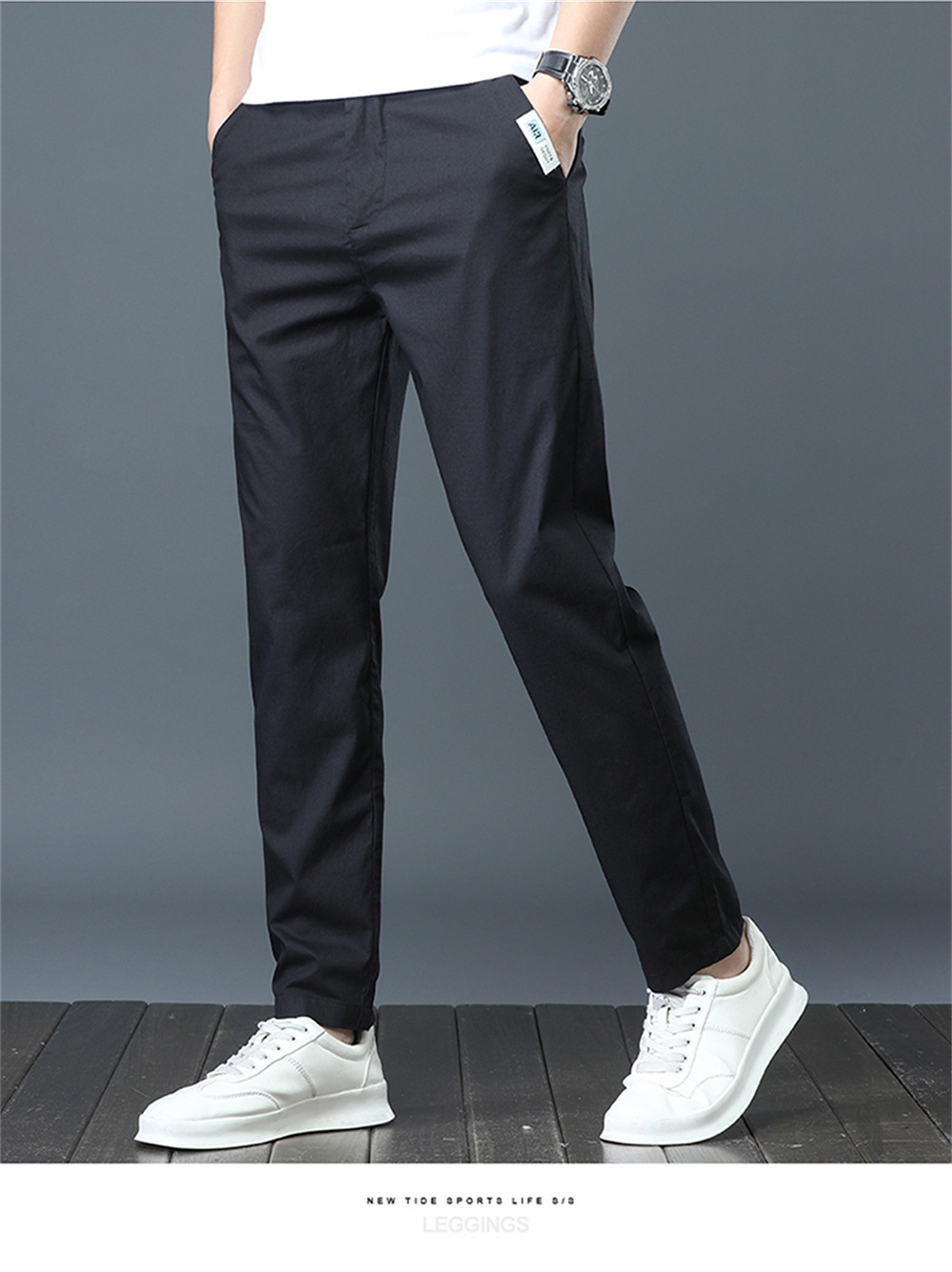 Summer thin business trousers, quick-drying, casual, fashionable and trendy, slimming straight ice silk trousers for teenagers pic 15