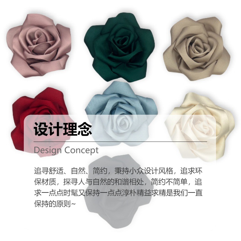 复古缎面玫瑰花布艺立体饰品花朵 diy发饰胸花鞋帽服装辅料配件详情4