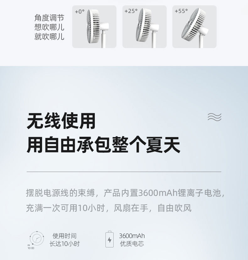 KM-F0326 便携式LED台式小风扇康铭多功能移动 充电时USB风扇详情4