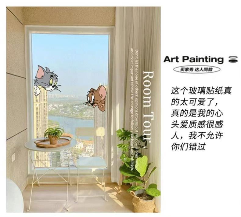 猫和老鼠卫生间玻璃门贴纸创意卡通浴室厕所装饰贴画厨房防水贴膜详情5