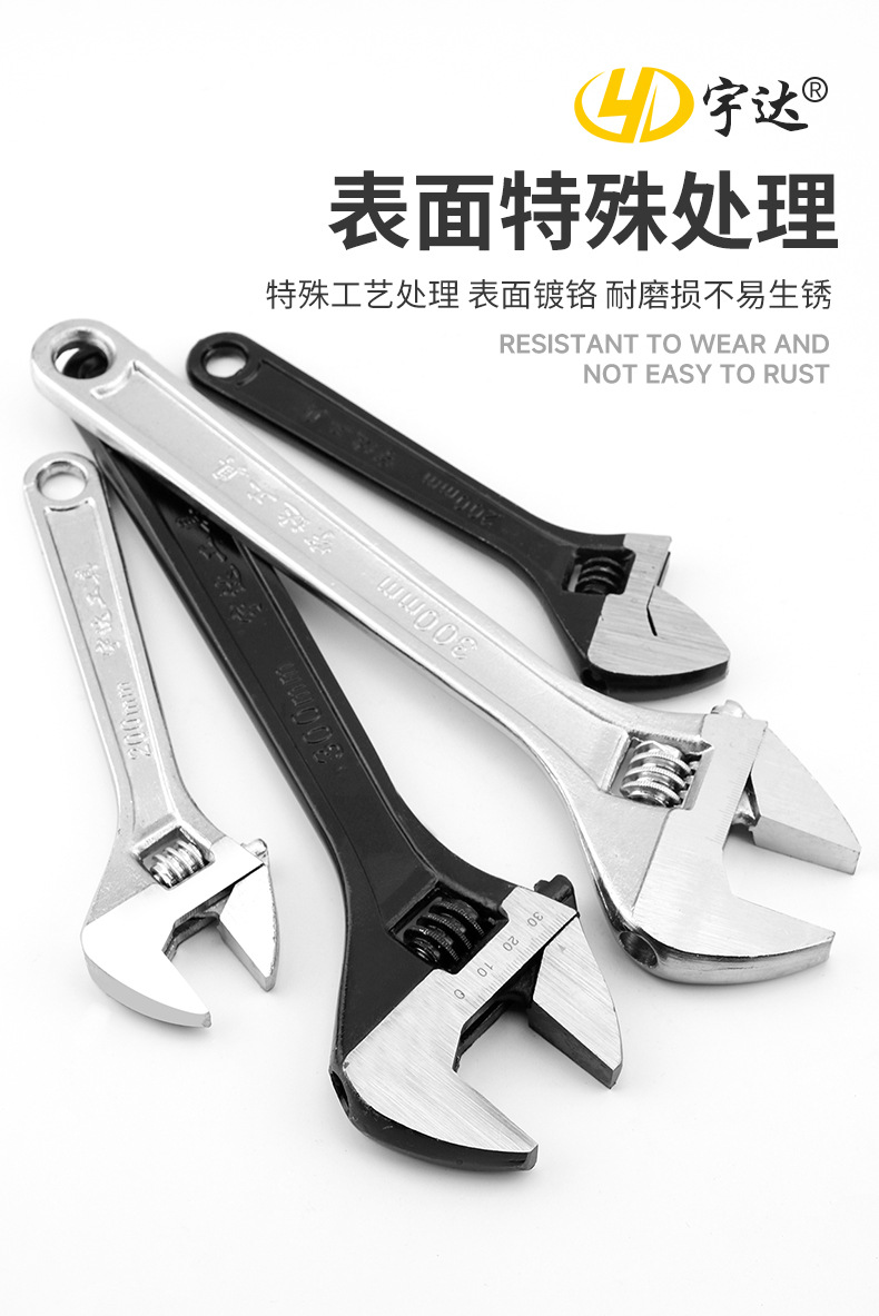 Wholesale adjustable wrenches from the manufacturer, 12-inch and 10-inch large opening pipe wrenches, dual-purpose chrome-plated pipe wrenches pic 6