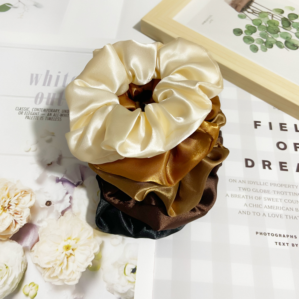 This is a popular cross-border bestseller in Europe and America. It features a high-end satin color and a milk coffee style hair tie for autumn and winter pic 6