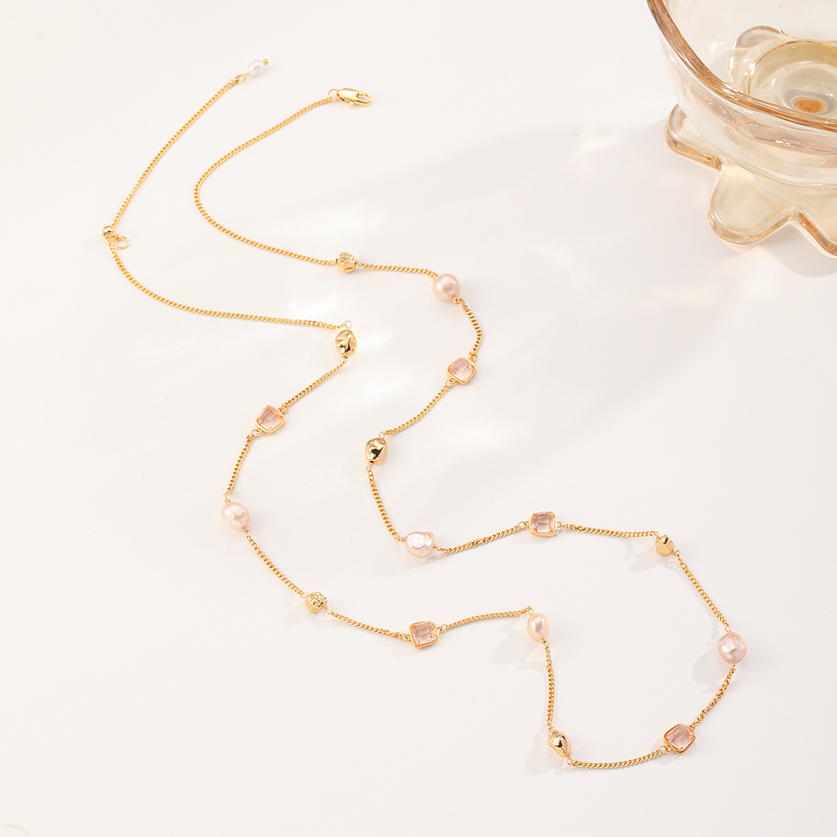 Nasha Cross-border Best-selling Baroque freshwater pearl necklace and bracelet set, French light luxury irregular bracelet necklace pic 12