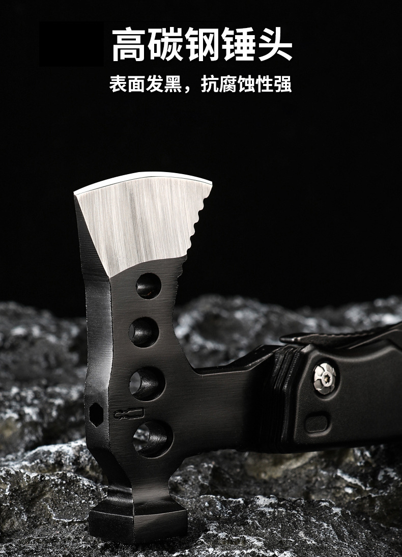 跨境定制多功能不锈钢户外腰斧战术伐木斧开山劈柴野营工具五金刀钳详情10