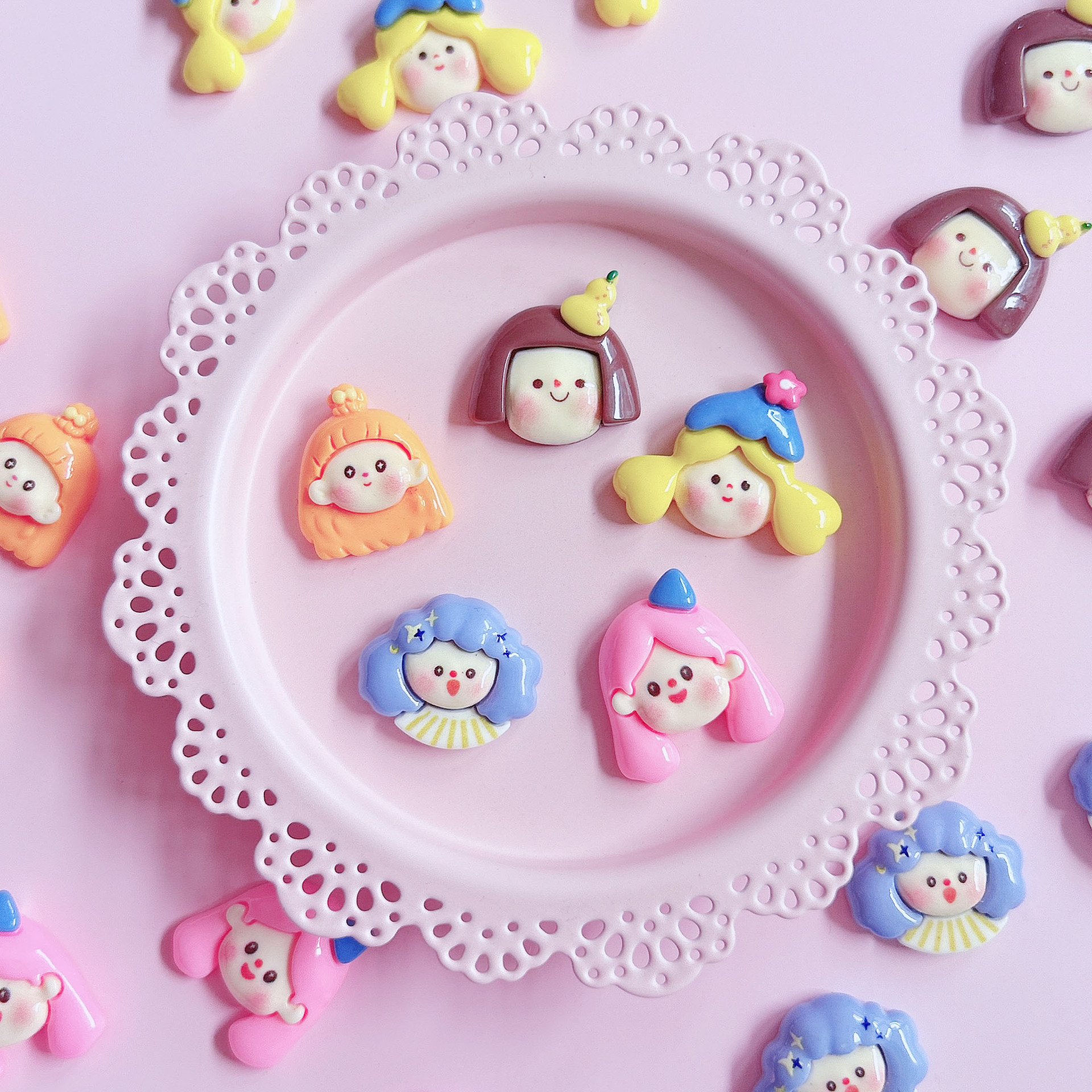 Design illustration, doll head decoration accessories, diy hair ornaments, pendants, accessories, handcrafted creative material stickers pic 9