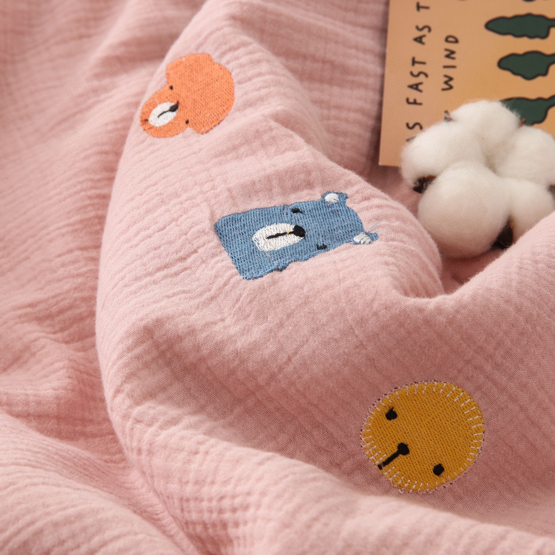 Summer pure cotton double-layer gauze air-conditioned quilt for newborns, washed and embroidered baby summer quilt pic 23