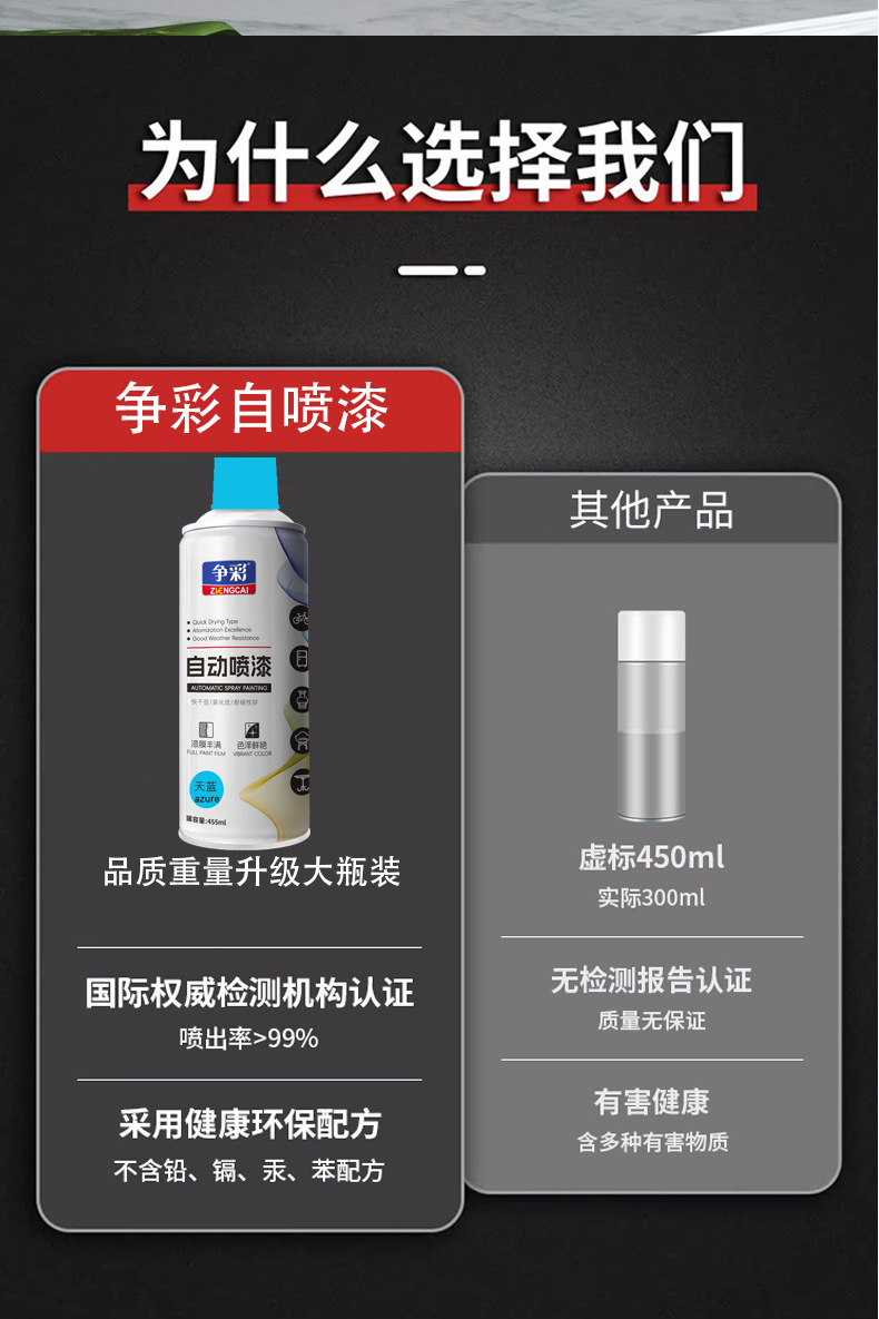 自喷漆改色金属防锈修补漆补漆修复黑色白色红色光油手摇自动喷漆详情8