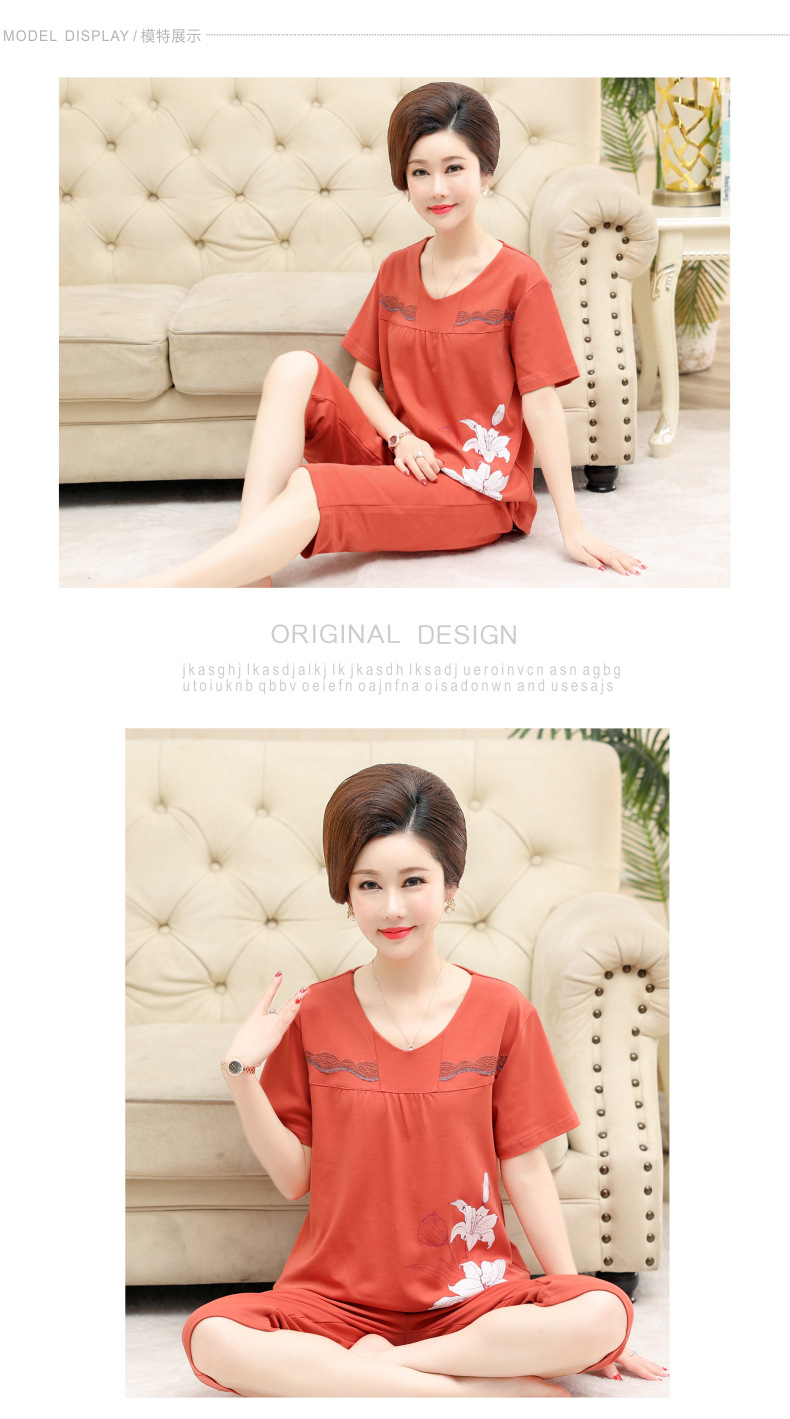 Middle-aged and elderly women wear summer short-sleeved, thin cotton clothes. Middle-aged women wear summer round-neck home clothes. Grandmothers and the elderly pic 18