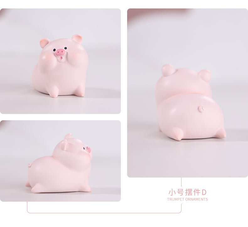 Resin small decorative items, creative home living room table decoration, plush toys, light luxury decorative items wholesale, cartoon decorative pig Nannan pic 14