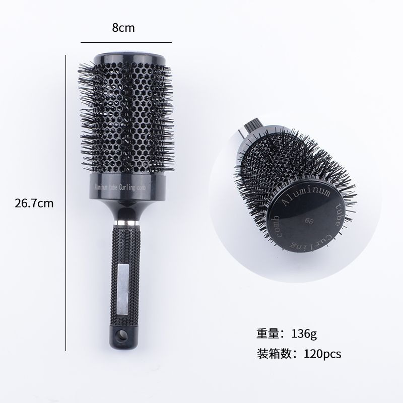 跨境美发工具圆筒卷发专业造型手柄陶瓷铝管梳导热空气铝管美发梳详情11