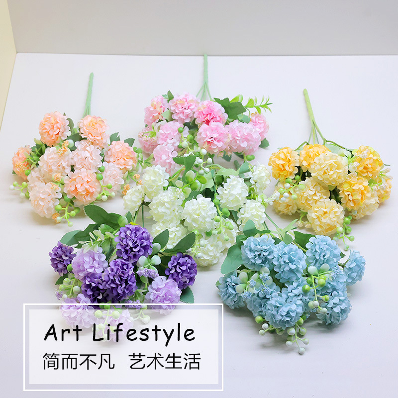 家居装饰花束仿真花成品批发婚庆用假花浆果人造绿植绣球塑料花绿意装点详情1