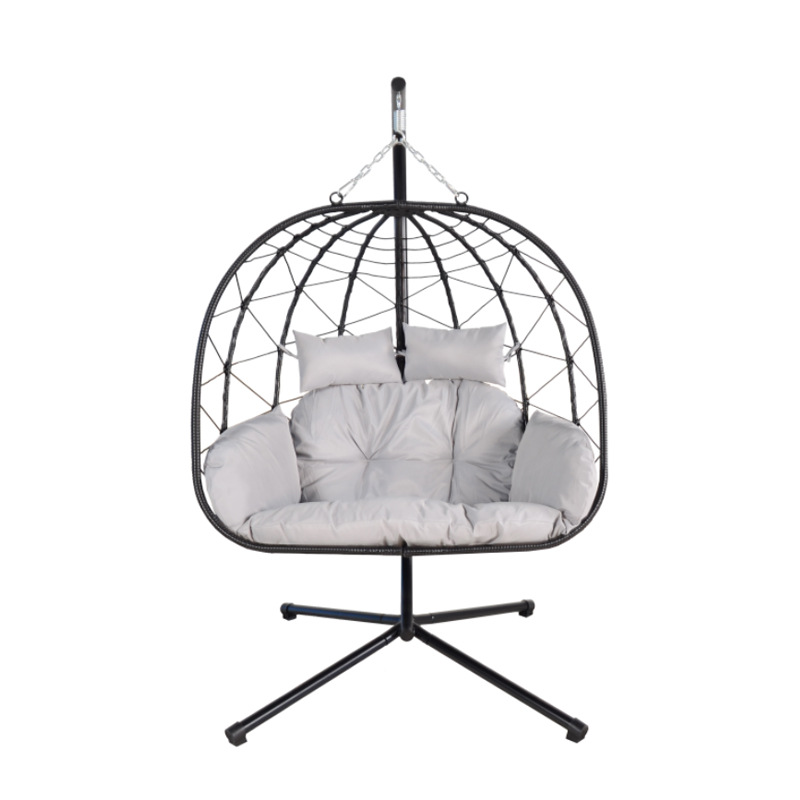 家用双人简约吊篮户外庭院懒人摇篮卧室阳台铁艺藤编秋千椅详情3