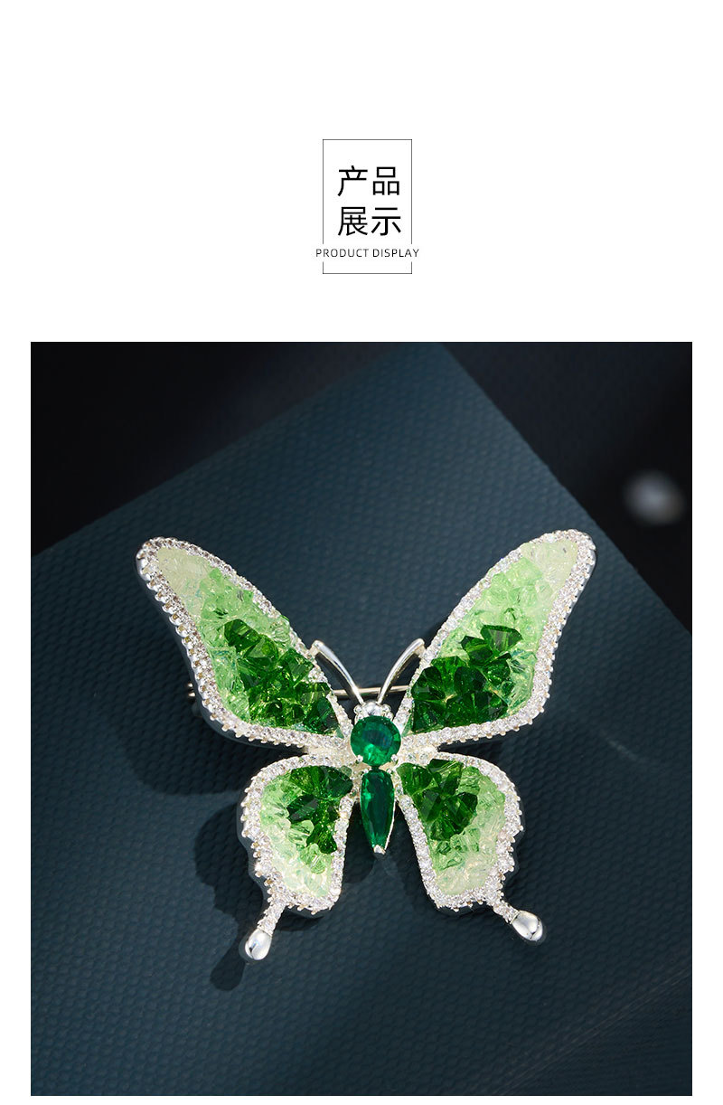 Source factory Forest-themed gradient crystal butterfly brooch, copper alloy micro-inlaid zircon light luxury high-end brooch clothing pic 17