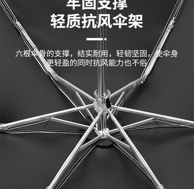 超轻扁五折伞六骨晴雨伞太阳伞晴雨两用迷你折叠遮阳伞礼品批发详情12