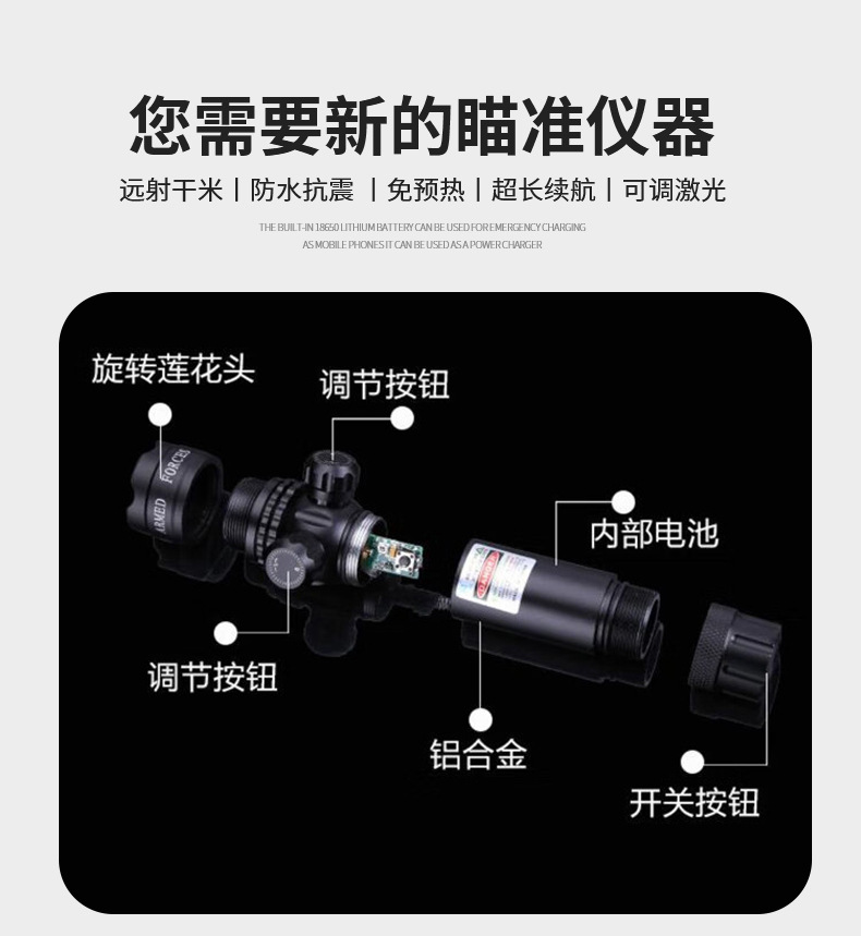 新款手调红绿外线激光瞄准器抗震瞄准镜上下左右可调激光抗震瞄准详情4
