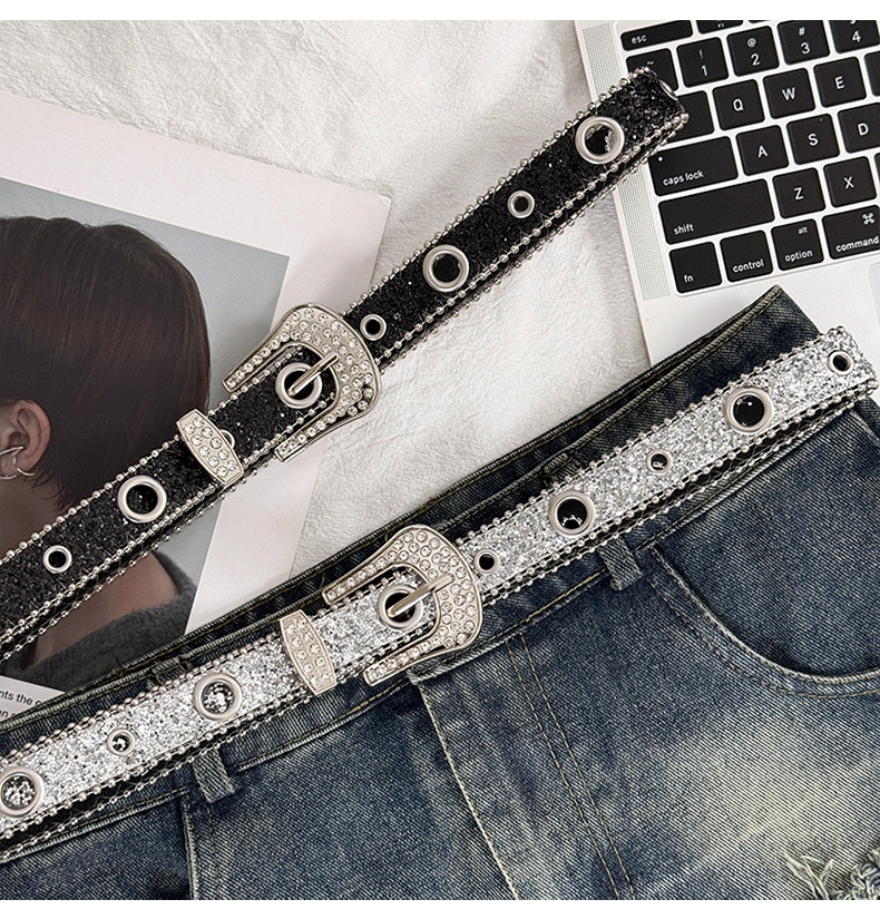 American high street rhinestone belt for women, 2025 new style y2k, high-end look paired with jeans, short skirt and belt for women pic 6