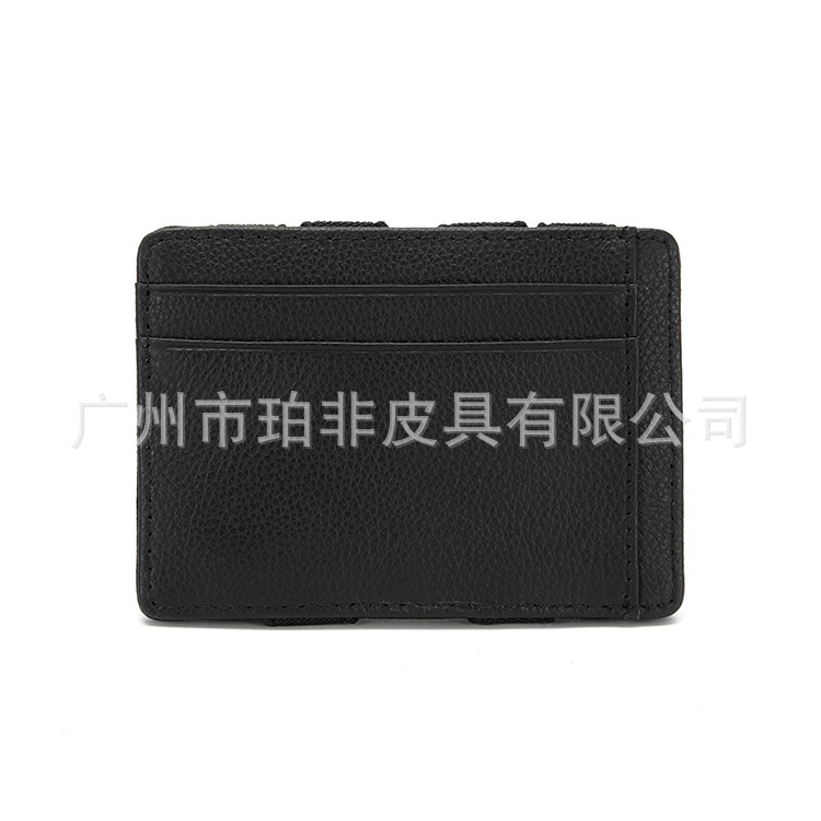 Lychee-patterned cowhide magic wallet, card case, wallet, zipper, coin bag, two-fold card holder, can be added with logo, any material pic 14